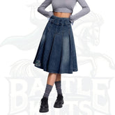 Women’s Denim A-Line Mini Pleated Skirt